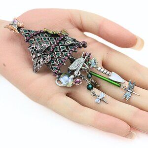 Splendid Kirks Folly Gray Butterflies Enchanting Dangle Christmas Tree Brooch